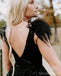 Sparkly Black A-line V-neck Maxi Long Party Prom Dresses Online,13278