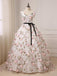 V Neck A line Lace Flower Long Evening Prom Dresses, 17553