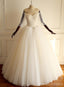Off Shoulder Long Sleeve Beaded A-line Lace Long Custom Cheap Wedding Dresses, WD303