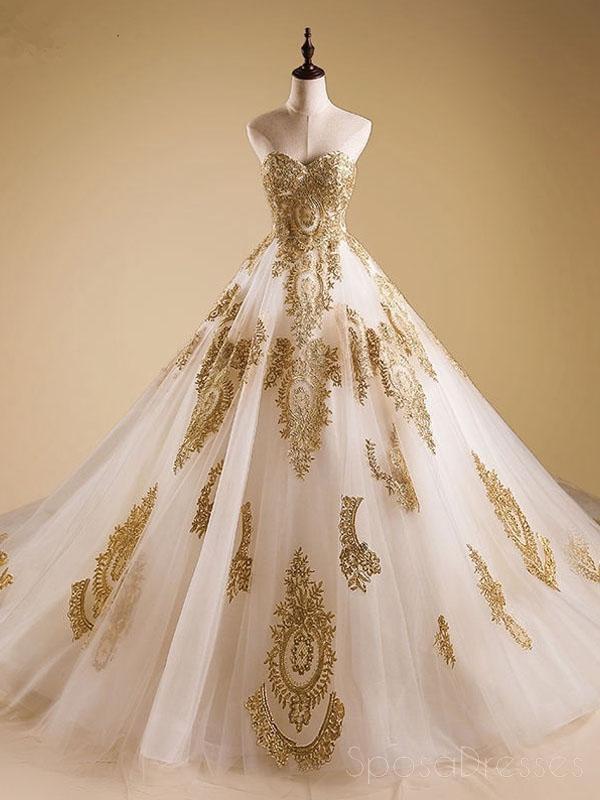 Sweetheart Gold Lace A-line Long Evening Prom Dresses, Cheap Custom Sw SposaDresses Sweetheart Gold Lace A-line Long Evening Prom Dresses, Cheap Custom Sw SposaDresses