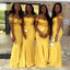 Off The Shoulder Yellow Mermaid Long Bridesmaid Dresses Online, WG794