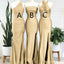 Mismatched Mermaid Gold Side Slit Long Bridesmaid Dresses Gown Online, WG1024