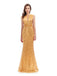 Sexy Gold Mermaid Sleeveless V-neck Backless Long Prom Dresses Online,12772