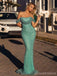 Sexy Mermaid Green Off Shoulder Maxi Long Prom Dresses,Evening Dresses,13220