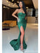 Sexy Green Mermaid Sweetheart High Slit Cheap Long Prom Dresses,13042