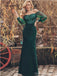 Sexy Green Mermaid Off Shoulder Long Sleeves Cheap Prom Dresses,12986