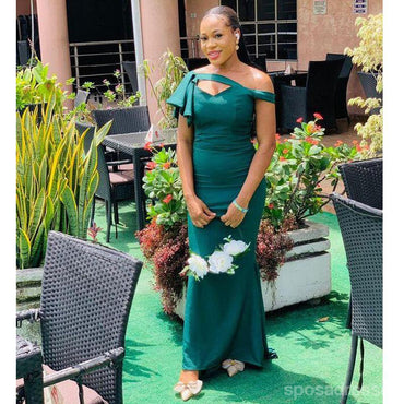 Green Mermaid One Shoulder Cheap Long Bridesmaid Dresses,WG1496