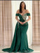 Sexy Green Mermaid Off Shoulder Maxi Long Prom Dresses,Evening Dresses,13205