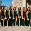 Green Mermaid High Slit V-neck Cheap Long Bridesmaid Dresses Online,WG1156