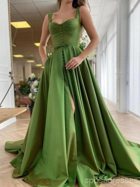 green dance dress Straps A-line High Slit Party Prom Dresses, Cheap Dresses, – SposaDresses COLOR:LT BLUE NAVY Royal Blue Flower Girl 35% Mesh Pick Ticket: 116067 //4-23-24MM