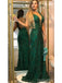 Green Mermaid Deep V-neck Backless Long Prom Dresses Online,Evening Party Dresses,12787