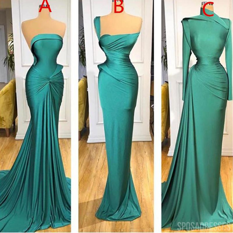 Mismatched Soft Satin Green Mermaid Long Bridesmaid Dresses Online, WG825