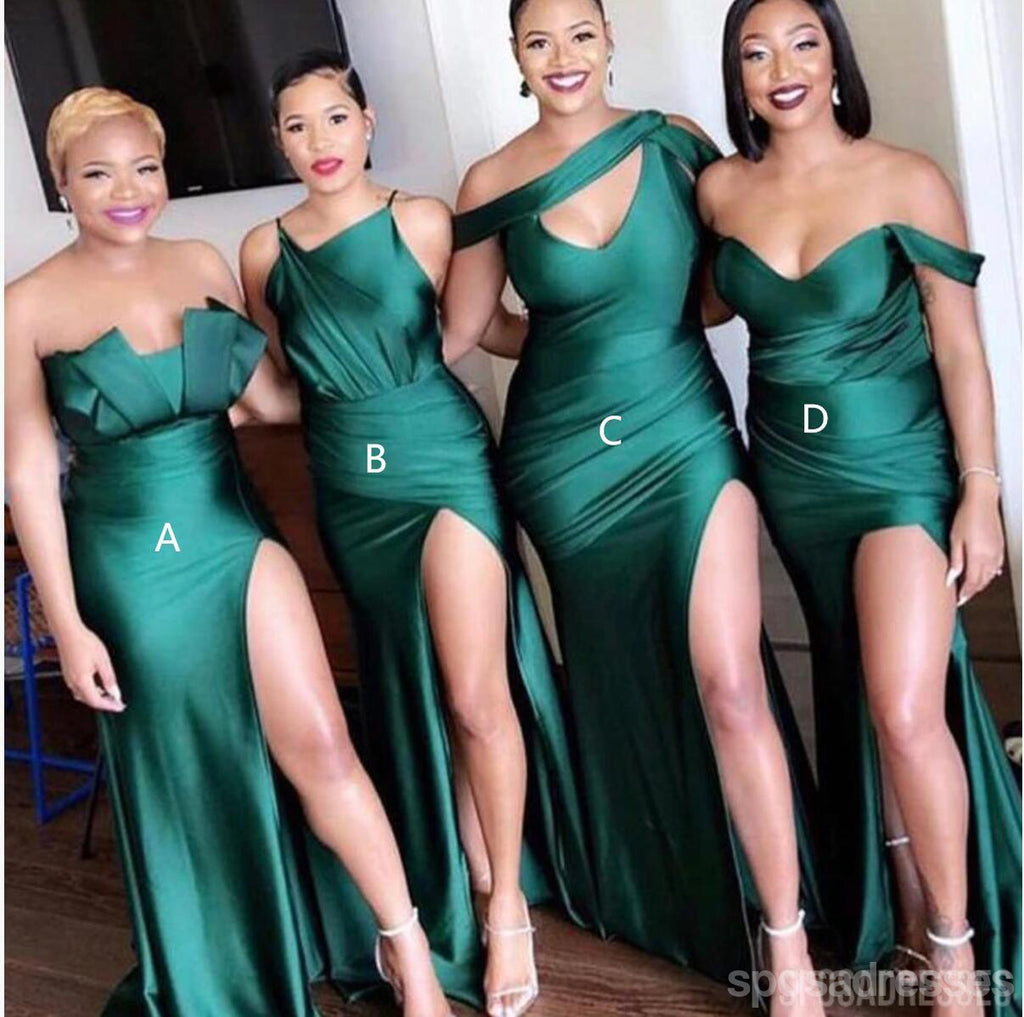 Mismatched Emerald Green Long Bridesmaid Dresses, Bridesmaids Dresses, WG733