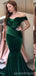Sexy Mermaid Green Off Shoulder Cheap Long Bridesmaid Dresses Online,WG1162