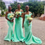 Mint Green Mermaid One Shoulder Long Bridesmaid Dresses Online,WG1185