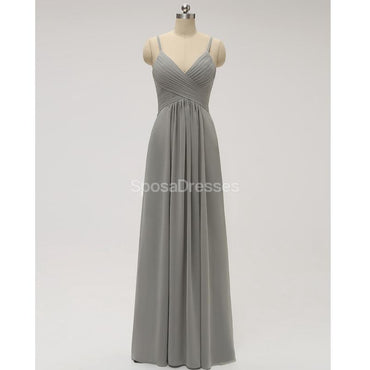 Spaghetti Straps Chiffon Grey Cheap Bridesmaid Dresses Online, WG582