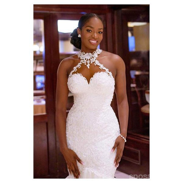 fitted lace wedding dress Halter Sexy See Through Lace Mermaid Wedding Dresses, Mermaid Wedding SposaDresses fitted lace wedding dress Halter Sexy See Through Lace Mermaid Wedding Dresses, Mermaid Wedding SposaDresses