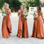 Halter Burnt Orange Custom Cheap Long Bridesmaid Dresses Online, WG357