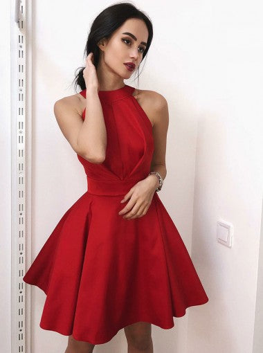 Simple Sexy Red Open Back Cheap Short Homecoming Dresses Online, CM614 – SposaDresses