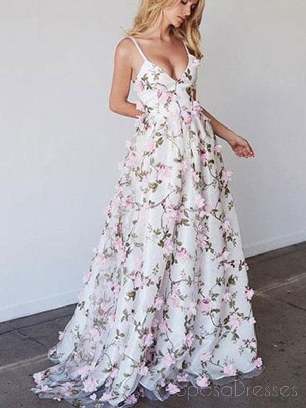 casual promotion dresses Casual A line Handmade Flower Long Evening Prom Dresses, Cheap Long Pr – SposaDresses