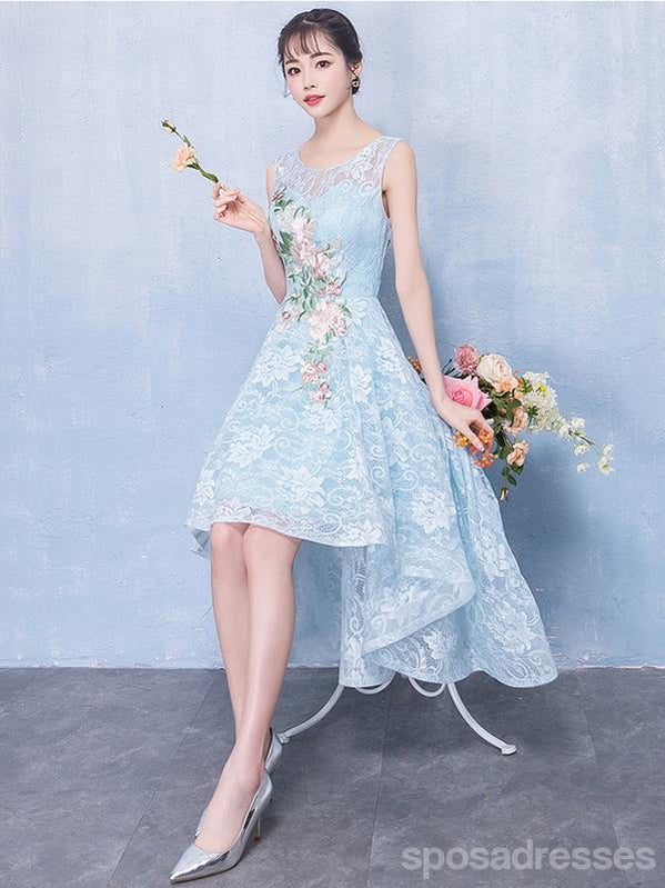 where to buy homecoming dresses online High Low Light Blue Lace Cheap Homecoming Dresses Online, CM697 – SposaDresses