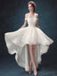 High Low Wedding Dresses,Off Shoulder Prom Dresses,White Organza Prom Dresses,PD0297