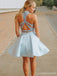 Baby Blue Halter Two Pieces Short Cheap Homecoming Dresses Online, CM726