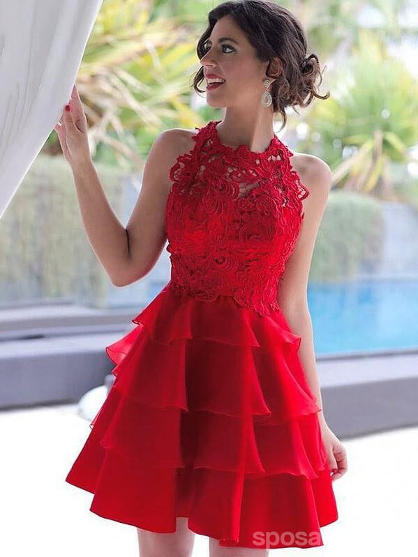 Red Halter See Through Lace Cheap Homecoming Dresses Online, CM717 SposaDresses Red Halter See Through Lace Cheap Homecoming Dresses Online, CM717 SposaDresses