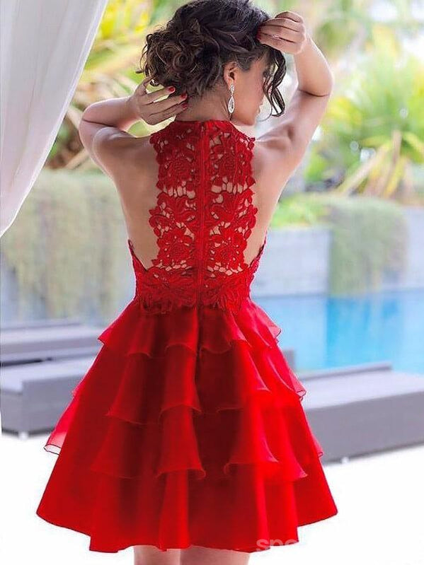 Red Halter See Through Lace Cheap Homecoming Dresses Online, CM717 SposaDresses Red Halter See Through Lace Cheap Homecoming Dresses Online, CM717 SposaDresses
