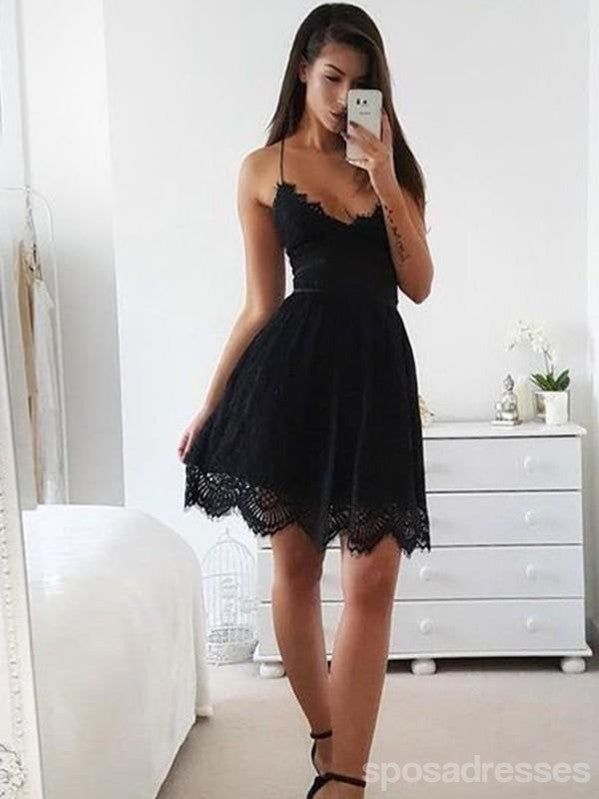 Spaghetti StrapsBlack Lace Short Cheap Homecoming Dresses Online, Litt – SposaDresses