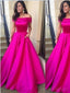 A line Hot Pink Off Shoulder Prom Dresses ,Simple Prom Dresses, Cheap Prom Dresses,PD0188
