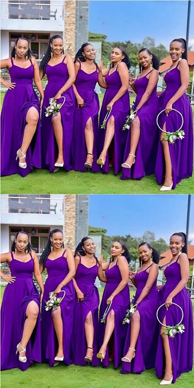 Purple Mermaid Straps Side Slit Cheap Long Bridesmaid Dresses Online,W SposaDresses Purple Mermaid Straps Side Slit Cheap Long Bridesmaid Dresses Online,W SposaDresses