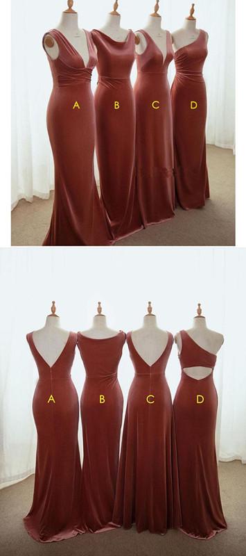 Mismatched Mermaid Dusty Rose Cheap Long Bridesmaid Dresses Online,WG1155