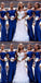 Royal Blue Mermaid Off Shoulder Long Bridesmaid Dresses Online,WG1183