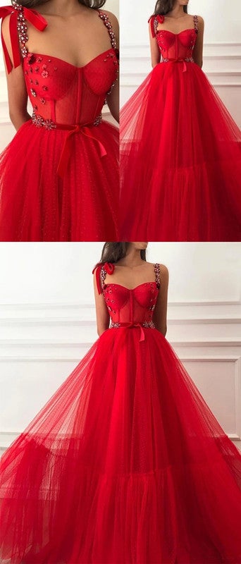 Simple Red A-line Straps Cheap Long Prom Dresses Online,Dance Dresses,12791