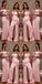 Pink Mermaid Off Shoulder Side Slit Cheap Long Bridesmaid Dresses Online,WG1170