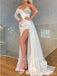 Sexy Ivory Mermaid Long Sleeves High Slit One Shoulder Prom Dresses,13050