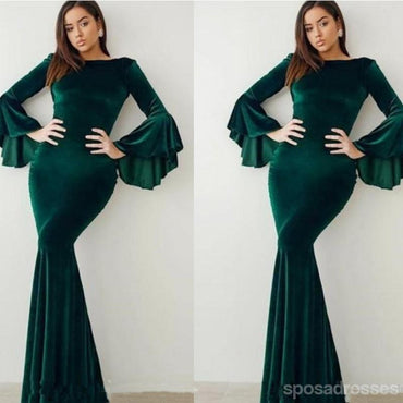 Green Mermaid Jewel Long Sleeves Cheap Bridesmaid Dresses Online,WG1164