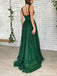 Gorgeous Green A-line V-neck Cheap Long Prom Dresses Online,13080