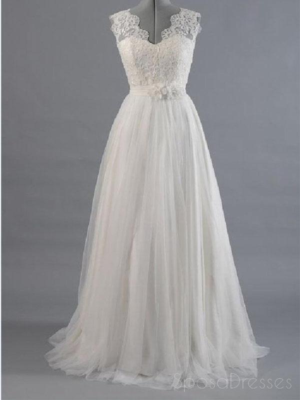 Best Sale Vantage V-Back Lace Top Simple Design Wedding Party Dresses, WD0036