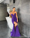 Simple Purple Mermaid Sweetheart V-neck High Slit Long Prom Dresses Online,12692