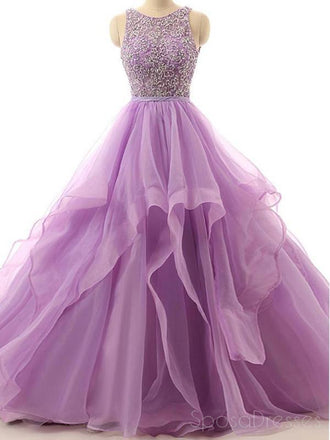 Lilac Organza Illusion A-line Cheap Evening Prom Dresses, Sweet 16 Dresses, 17492