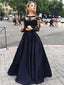 Long Prom Dress ,Black Prom Dress,Prom Dress With Lace ,Long Sleeve Elegant Prom Dress,PD0045