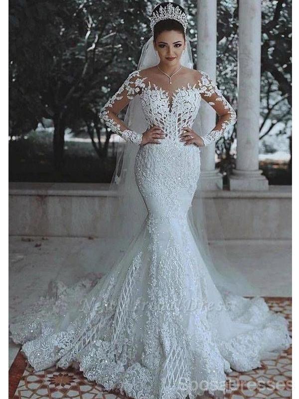 Long Sleeves Lace Beaded Mermaid Wedding Dresses Online, Cheap Unique – SposaDresses