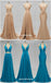 Teal V Neck Side-Slit Cheap Long Bridesmaid Dresses Online, WG298