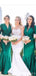 Green Mermaid Long Sleeves V-neck Cheap Bridesmaid Dresses Gown Online,WG1137