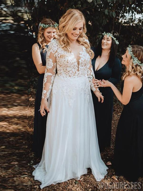White Long Sleevess Plus size Mermaid Belt Wedding Dresses – Ballbella