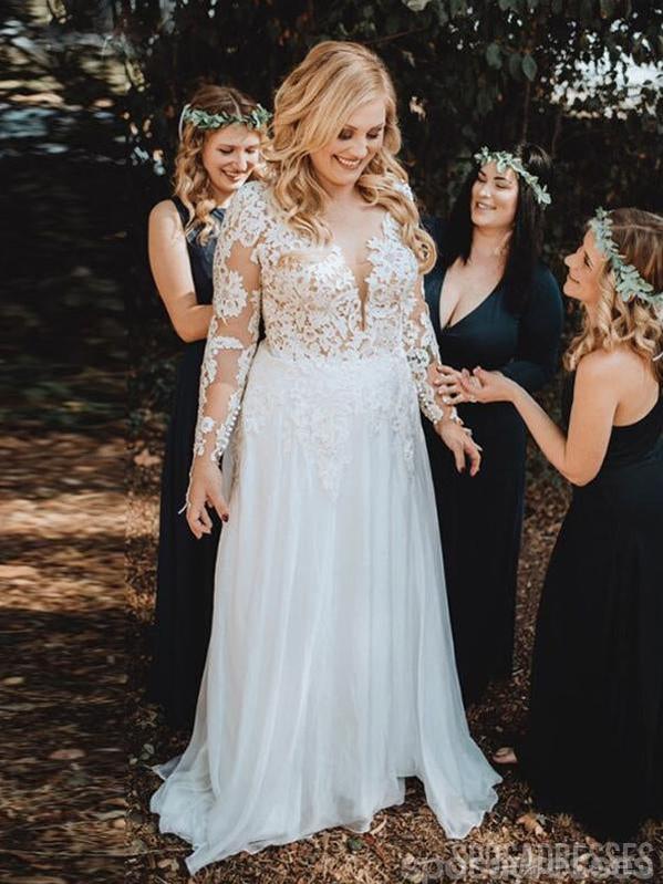 Long Sleeves Chiffon Beach Plus Size Wedding Dresses Online, Cheap Bri SposaDresses Long Sleeves Chiffon Beach Plus Size Wedding Dresses Online, Cheap Bri SposaDresses