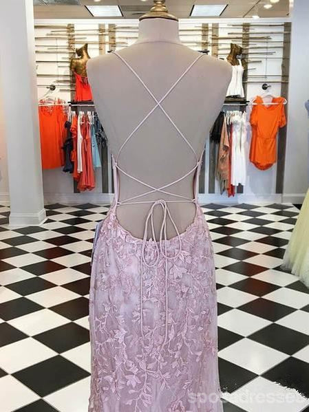 Sexy Backless Lace Mermaid Lilac Long Evening Prom Dresses, Cheap Custom Sweet 16 Dresses, 18466