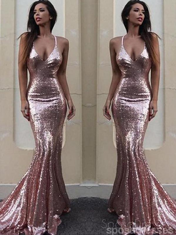 Sexy Backless Rose Gold Sequin Mermaid Evening Prom Dresses, Popular P SposaDresses Sexy Backless Rose Gold Sequin Mermaid Evening Prom Dresses, Popular P SposaDresses